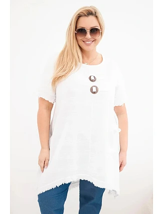 Dámske bavlnené šaty nadmernej veľkosti s dlhším chrbtom a vreckom