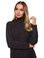 Dámske svetrové šaty s vysokým golierom M635 - Moe