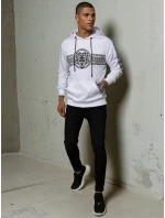 Pánska mikina s kapucňou s potlačou biela FashionStreet BX5573 Pánska mikina s kapucňou s potlačou biela FashionStreet BX5573