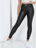 Čierne nohavice z ekokože FashionStreet UY2764