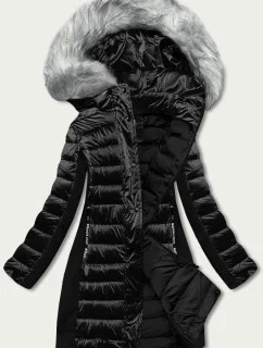 Dámska zimná bunda zo zmiešaných materiálov čierna (dk067-1)
