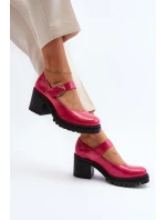 Zazoo 20166 Lakierowane Skórzane Czółenka Fuksja