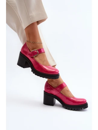 Zazoo 20166 Lakierowane Skórzane Czółenka Fuksja
