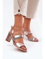 Sandały Damskie Na Słupku Sergio Leone SK866 Różowe Złoto