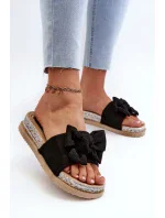 Dámske papuče na platforme s mašľou, čierne Aflia