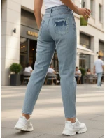 Dámske džínsy s vysokým pásom mom fit modré FashionStreet UY2861