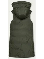 Béžová a khaki dlhá dámska obojstranná vesta (B8159-12)