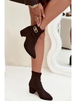 Dámske čižmy na podpätku so zlatými detailmi Chocolate Zazoo 3128