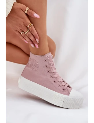 Dámske plátenné tenisky na platforme Big Star - ružové