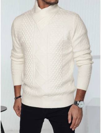 Pánsky biely sveter FashionStreet WX2254 Pánsky biely sveter FashionStreet WX2254