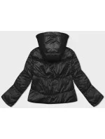 Krátka čierna dámska bunda s odnímateľnou kapucňou S'West (B8228-1) Krátka čierna dámska bunda s odnímateľnou kapucňou S'West (B8228-1)