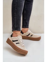 Zazoo N1176 Zamszowe Sneakersy Na Platformie Beżowe