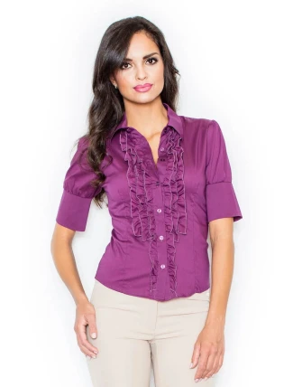 Dámska košeľa M025 Eggplant tmavo fialová - Figl