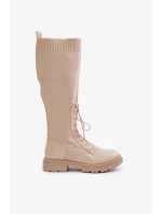 Dámske čižmy s ponožkovým zvrškom 68129 Light beige - CM Paris Dámske čižmy s ponožkovým zvrškom 68129 Light beige - CM Paris