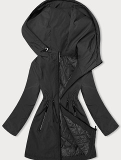 Čierna dámska bunda s kapucňou (B8217-1)