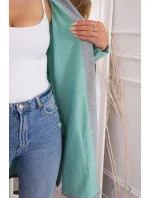 Dvojfarebná pláštenka s kapucňou mätová+sivá