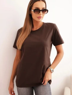 Dámske bavlnené tričko klasického strihu hnedé