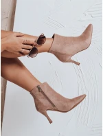 FashionStreet béžové semišové čižmy na podpätku ZY1031