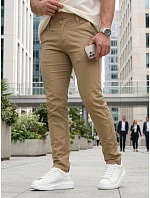 Pánske chinos nohavice s opaskom béžová FashionStreet UX4499