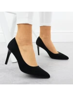 Čierne semišové lodičky na ihlovom podpätku Sergio Leone 1339