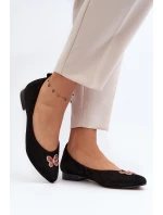 Zazoo 2887 Zamszowe Baleriny Z Ozdobnym Motylem Czarne