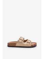 Klapki Damskie Z Klamrami Złote Fronila