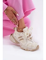 Skórzane Sneakersy Damskie GOE RR2N4037 Beżowe