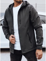 Pánska prechodná softshellová bunda s kapucňou tmavosivá FashionStreet TX4818