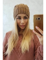Fleecová čiapka Dolores K303 horčicová+hnedá