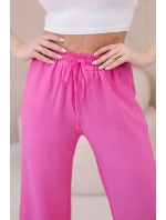 Viskózové nohavice so širokými nohavicami ružovej farby Viskózové nohavice so širokými nohavicami ružovej farby