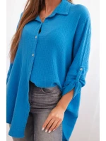 Bavlnená mušelínová košeľa tyrkysová