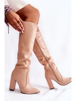 Klasyczne Kozaki Na Słupku Nude Mayra