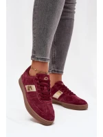 Zamszowe Sneakersy Damskie Vinceza 14029 Bordowe