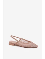 Síťované baleríny s odhaleným patou Béžové Pyvona