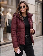 Dámska prešívaná bunda s kapucňou, bordová, FashionStreet TY5859 Dámska prešívaná bunda s kapucňou, bordová, FashionStreet TY5859