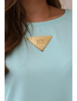 Bavlnená blúzka s volánikmi na ramenách mätová Bavlnená blúzka s volánikmi na ramenách mätová