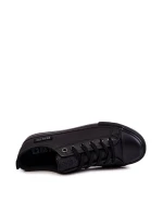 Męskie Niskie Skórzane Trampki Big Star KK174009 Czarne