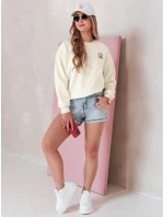 Dámska nadrozmerná mikina s výšivkou SOFTSLON ecru FashionStreet BY1433 Dámska nadrozmerná mikina s výšivkou SOFTSLON ecru FashionStreet BY1433