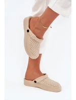 Piankowe Klapki Chodaki Damskie Beżowe Faylina