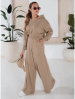 Dámsky set širokých nohavíc a mikiny MINALIA beige FashionStreet AY0918