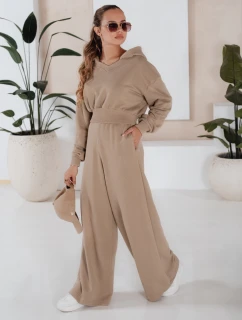 Dámsky set širokých nohavíc a mikiny MINALIA beige FashionStreet AY0918