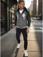 Pánska bunda bomber s kapucňou sivá FashionStreet TX5017