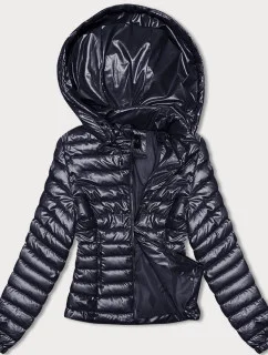 Tmavomodrá dámska prešívaná bunda s kapucňou (16M9106-215)