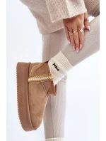 Śniegowce Na Platformie Ze Wzorem Jasnobrązowe Udra