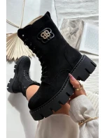 Ocieplane Botki Wokrery Damskie Z Ozdobą Czarne Melisse