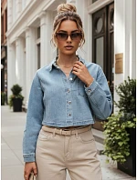 Krátka dámska košeľa s vreckom, džínsovo modrá, FashionStreet TY5691 Krátka dámska košeľa s vreckom, džínsovo modrá, FashionStreet TY5691