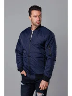 Tmavomodrá pánska bunda typu "bomber" s prešívanou podšívkou (AK95-2) Tmavomodrá pánska bunda typu "bomber" s prešívanou podšívkou (AK95-2)