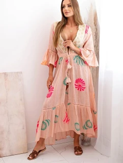 Dámsky boho kabát s marhuľovou výšivkou