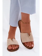 Dámské ploché nazouváky s ozdobným detailem V béžové Nelmira