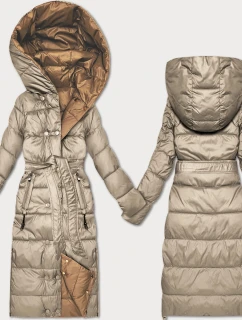 Obojstranná zimná bunda s prúžkom Minority Beige-Brown (M2-6519-62+301)